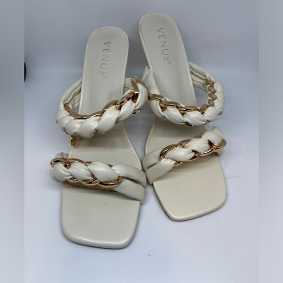 Venus Women's Cream and Gold Sandals size 8.5 - Picture 3 of 16